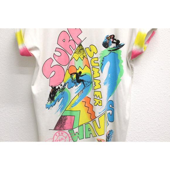 Vintage Surf Summer Waves Cover Up T Shirt Large - Picture 2 of 4